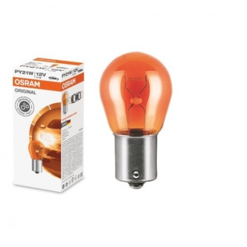 STANDART AMPUL- STOP/SİNYAL/PARK/GÖSTERGE AMPULÜ; 12V/PY21W (7507) (DUYBAU15S) (SARI) (OSRAM)