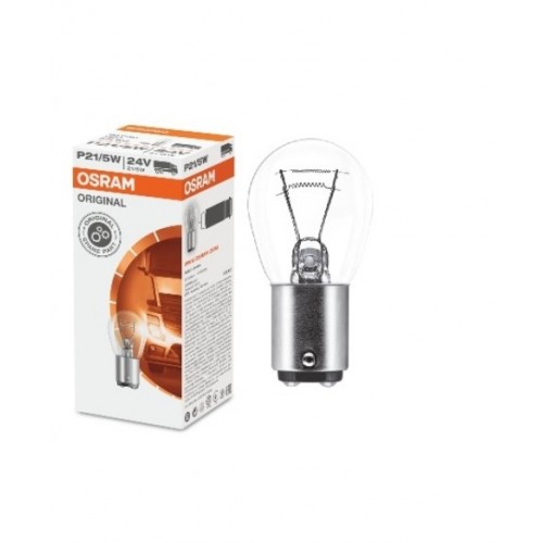 STANDART AMPUL- STOP/SİNYAL/PARK/GÖSTERGE AMPULÜ; 24V/P21/5W (7537) (DUY BAY15D) (OSRAM)