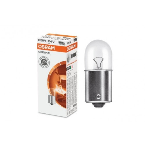 STANDART AMPUL- STOP/SİNYAL/PARK/GÖSTERGE AMPULÜ; 24V/R5W (5627) (DUY BA15S) (OSRAM)