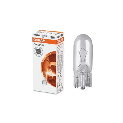 STANDART AMPUL- STOP/SİNYAL/PARK/GÖSTERGE AMPULÜ; 24V/W5W (2845) (DUY W2,1x9,5D) (OSRAM)