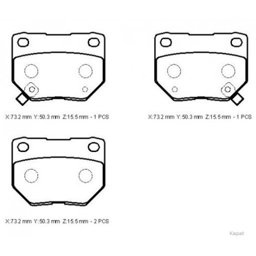 SUBARU IMPREZA- 99/03; ARKA FREN BALATASI (DİSK) (73,2X50,3X15,5)(DAIWA)