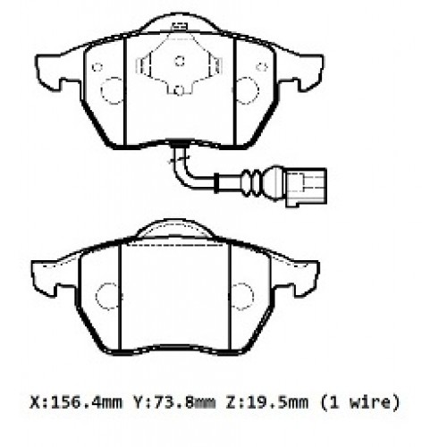 VOLKSWAGEN GOLF- 5- 04/09; ÖN FREN BALATASI 1,4FSI/1,8GTI (1KABLOLU)(DİSK)(156,4X73,8X19,5)(BRAMAX)