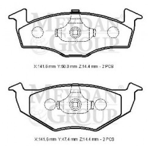 VOLKSWAGEN POLO- CLASSIC- 96/01; ÖN FREN BALATASI (DİSK) (141,6X50X16,48/141,6X47,4X16,48) (BRAMAX)