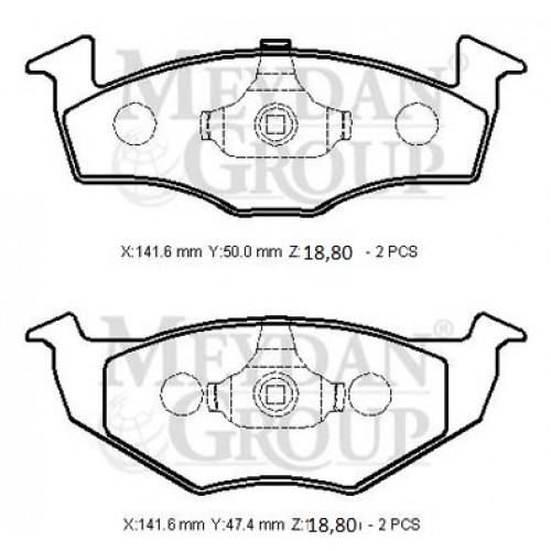 VOLKSWAGEN POLO- CLASSIC- 96/01; ÖN FREN BALATASI (DİSK) (141,6X50X18,80/141,6X47,4X18,80) (BRAMAX)