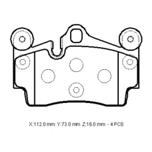 VOLKSWAGEN TOUAREG- 03/06; ARKA FREN BALATASI 3,6/4,2/5,0/6,0(KABLOSUZ)(DİSK)(112x73x16) (BRAMAX)