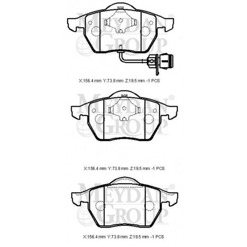 VOLKSWAGEN PASSAT- B5- 01/05; ÖN FREN BALATASI 1,6/1,8T/1,9TDI(2KABLOLU)DİSK)156,4X73,8X19,5)(FMK)