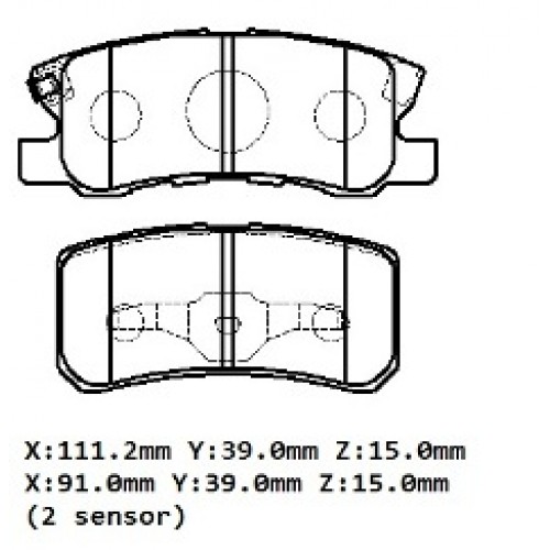 MITSUBISHI ASX- 11/16; ARKA FREN BALATASI 1,6/1,8/2,0 (DİSK) (111.2X39X15/91;X39X15) (DAIWA)