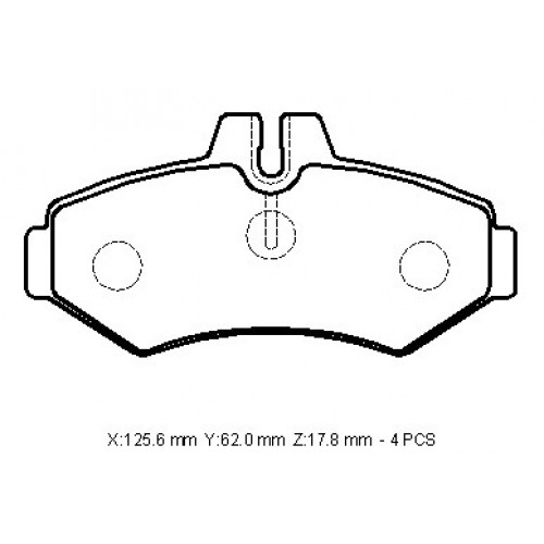 VOLKSWAGEN VOLT- LT35/LT46- 96/07; ARKA FREN BALATASI (KULAKSIZ)(KABLOSUZ)(DISK)(125,6X62X17,8)(FMK)