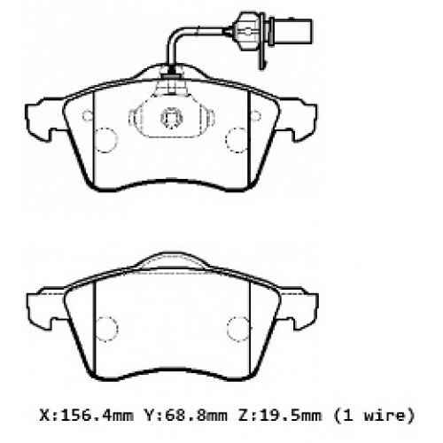 VOLKSWAGEN TRANSPORTER- T4- 96/01; ÖN FREN BALATASI 1,9/2,4/2.5(KABLOLU)DİSK)156,4X68,8X19,90)BRAMAX