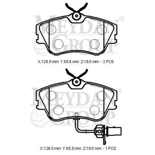 VOLKSWAGEN TRANSPORTER- T4- 02/03; ÖN FREN BALATASI 1,9/2.4/2,5 (1 KABLOLU)(DİSK)128X65,8X18)BRAMAX)