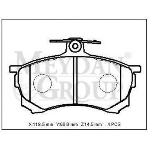 MITSUBISHI CARISMA- 97/00; ÖN FREN BALATASI 1.6/1,9 (DISK) (119,5X68,6X14,5) (DAIWA)