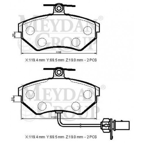 AUDI A4- 95/99; ÖN FREN BALATASI 1,6/1,8/1,9TDI/2,4/2,8 (2 KABLOLU)(DİSK)(119,4X69,5X19)(BRAMAX)