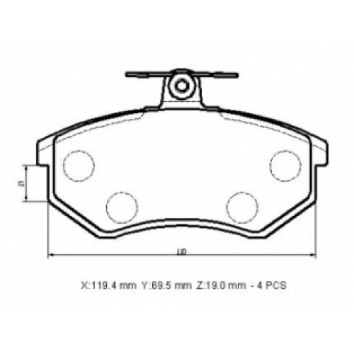 AUDI A4- 95/99; ÖN FREN BALATASI 1,6/1,9TDI (KABLOSUZ)(DISK) (119,4X69,5X19)(BRAMAX) AUDI A4- 95/99; ÖN FREN BALATASI 1,6/1,9TDI (KABLOSUZ)(DISK) (119,4X69,5X19)(BRAMAX)