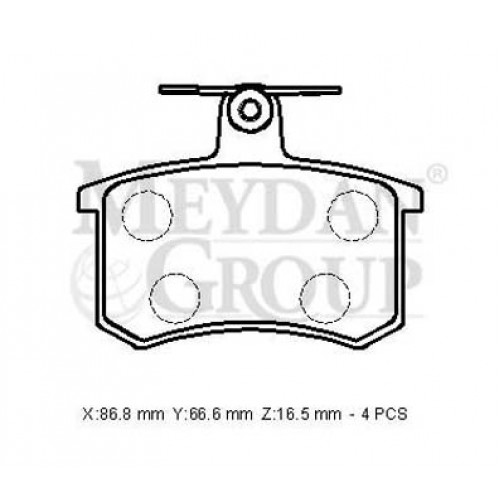 AUDI A4- 95/99; ARKA FREN BALATASI 1,8/1,9/2,0/2,3/2,4/2,6 (KABLOSUZ)(DİSK) (86,8X66,6X16,5)(BRAMAX)