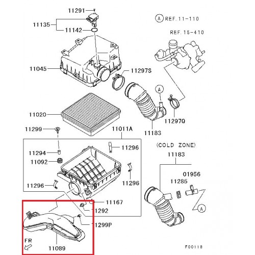 MITSUBISHI L200- PICK UP- 06/15; HAVA FİLTRE KUTUSU ALT GİRİŞ BORUSU (ORİJİNAL)