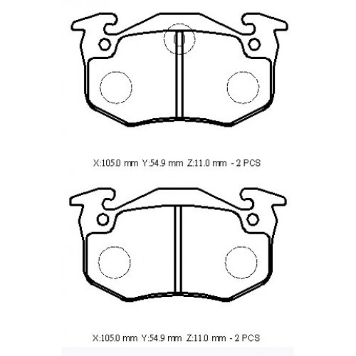 RENAULT CLIO- 2- SD- 98/01; ARKA FREN BALATASI (DİSK) (105X54,9X11) (BRAMAX)