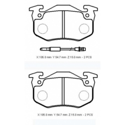 RENAULT TWINGO- 93/98; ÖN FREN BALATASI (2 KABLOLU)(DİSK)(105X54,7X15) (BRAMAX)