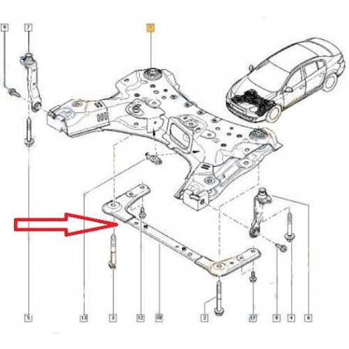 RENAULT MEGANE- 2- 03/09; MOTOR BEŞİĞİ ÖN TRAVERSİ (BEŞİK)