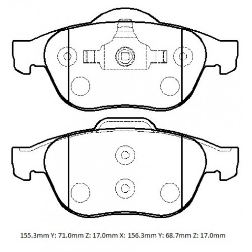 RENAULT MEGANE- 2- 03/09; ÖN FREN BALATASI (KABLOSUZ)(DİSK) (155,3X71X17/156,3X68,7X17) (FMK)