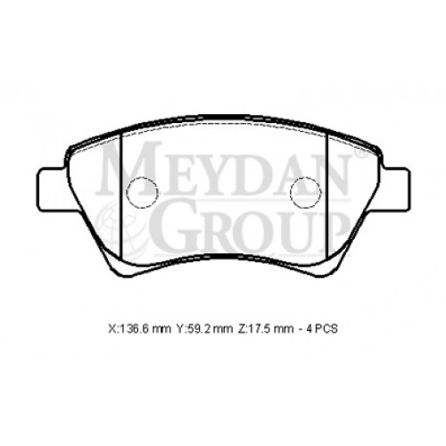 RENAULT SCENIC- 2- 03/07; ÖN FREN BALATASI (KABLOSUZ)(DİSK)(136,6X59,2X17,5)(FMK)