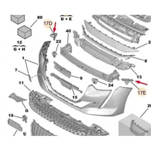 PEUGEOT 208- 20/23; ÖN TAMPON BAĞLANTI BRAKETİ SET (2PARÇA)(ÜST KÖŞE BRAKETİ) (TW)