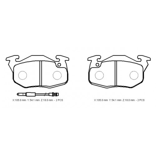 PEUGEOT 106- 97/01; ÖN FREN BALATASI (2 KABLOLU) (DISK) (105X54,1X18) (BRAMAX)