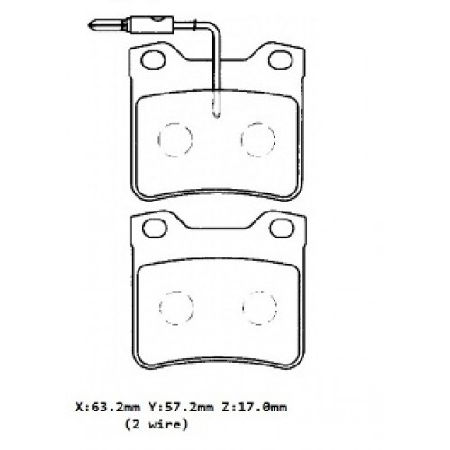 PEUGEOT 406- 95/04; ARKA FREN BALATASI (2 KABLOLU) (DISK)(63.2x57.2x17)(BRAMAX)