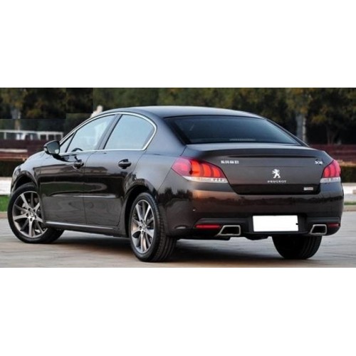 PEUGEOT 508- 14/17; ARKA TAMPON SİYAH KARLIKLI KOMPLE (ÇİFT EKSOZ DELİKLİ) (TW)