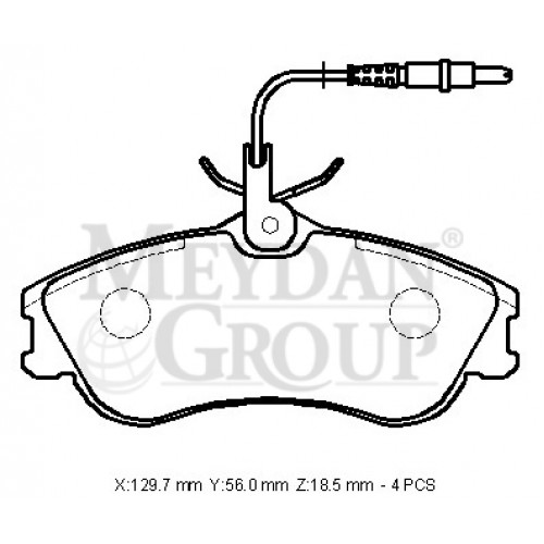 PEUGEOT PARTNER- 96/02; ÖN FREN BALATASI (4 KABLOLU)(DİSK) (129,7X56X18,5) (BRAMAX)