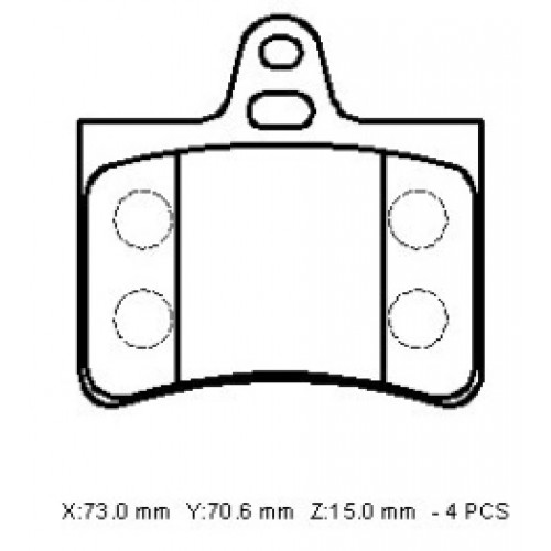 CITROEN C5- 01/05; ARKA FREN BALATASI 1,6HDI/2,0/2,0HDI(KABLOSUZ)(DİSK) (73,50X71,01X14,83)(BRAMAX)