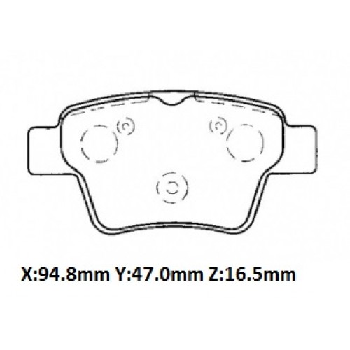 CITROEN C4- 11/14; ARKA FREN BALATASI (KABLOSUZ)(DISK) (94.5x46.77x16.9)(BRAMAX)