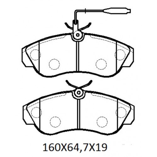 CITROEN JUMPER- 98/01; ÖN FREN BALATASI 1,9/2,0/2,5/2,8 (2 KABLOLU)(DİSK) (160X64,7X19) (BRAMAX)