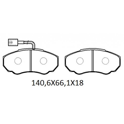 CITROEN JUMPER- 02/07; ÖN FREN BALATASI 2,0/2,2/2,5/2,8 (1 KABLOLU)(DİSK) (140,6X66,1X18) (BRAMAX)