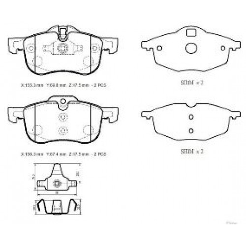 ROVER 75- SD- 00/04; ÖN FREN BALATASI 1,8/2,0/2,5 (KABLOSUZ)(DİSK)(155,4X70,5X18,5)(BRAMAX)