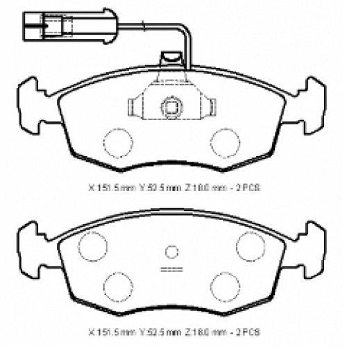 FIAT SIENA- 97/02; ÖN FREN BALATASI 1.2/1.4/1.6cc/1.7/1.9D (2 KABLOLU)(DİSK)(151.5x52.5x18) (BRAMAX)