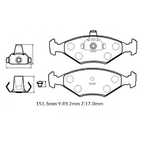 FIAT PALIO- 02/05; ÖN FREN BALATASI 1,2/1,4/1,6 (KABLOSUZ)(DİSK) (151.3X49,2X17) (BRAMAX)