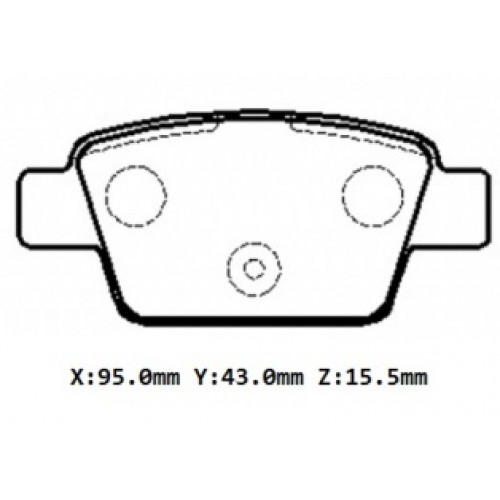 FIAT STILO- 03/06; ARKA FREN BALATASI 1,4/1,6/1,9 (KABLOSUZ)(DİSK)(95X43X15.5)(BRAMAX)