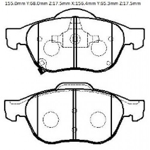 TOYOTA AVENSIS- 98/00; ÖN FREN BALATASI 1,6/1,8/2,0 (DİSK) (155X71,1X17,5/15;6,4X68,4X17,5) (DAIWA)