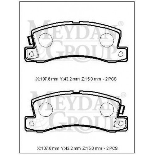 TOYOTA AVENSIS- 98/00; ARKA FREN BALATASI 2,0 (DİSK) (107,6X43,2X15) (DAIWA)