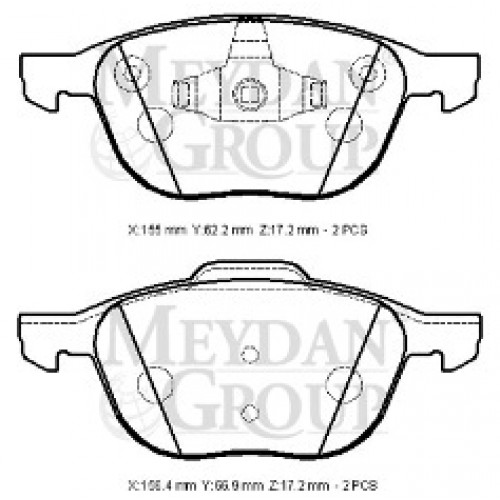 VOLVO S40- 05/07; ÖN FREN BALATASI (DISK) (155X62,2X17,2/156,4X66,9X17,2) (DAIWA)