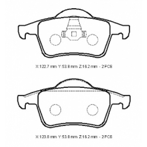 VOLVO V70- 00/04; ARKA FREN BALATASI (KABLOSUZ)(DİSK)(122,7X53,8X16,2/12;3,8X53,8X16,2)(BRAMAX)