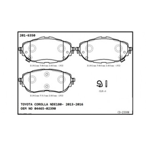 TOYOTA AURIS- 13/15; ÖN FREN BALATASI (DISK) (134,2X60X18/134,2X51,50X18) (DAIWA)
