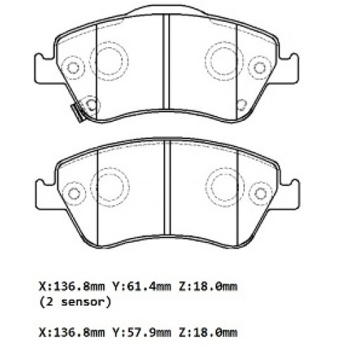 TOYOTA COROLLA- E150- 07/13; ÖN FREN BALATASI DIZEL TIP (DISK)(136,8X61,4X18/136,8X57,9X18) (DA