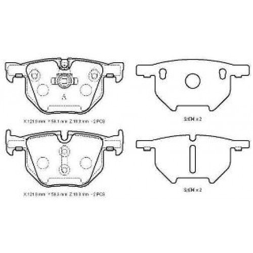 BMW 5 SERI- E60- 04/10; ARKA FREN BALATASI (KABLOSUZ)(DİSK)(121.9X58.1X16.3/12;1.9X59.3X16.3)BRA