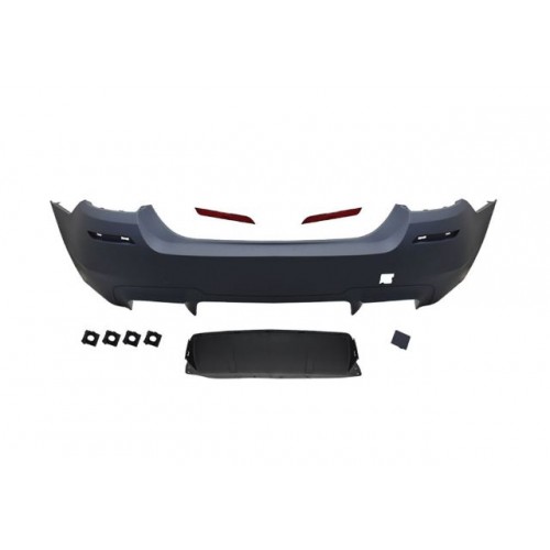 (YENİ ÜRÜN!!!)BMW 5 SERI- F10- 10/16; ARKA TAMPON KOMPLE ASTARLI (ÇİFT EGZ.DELİKLİ/KARLIKLI/REFLEKTÖRLÜ) M5