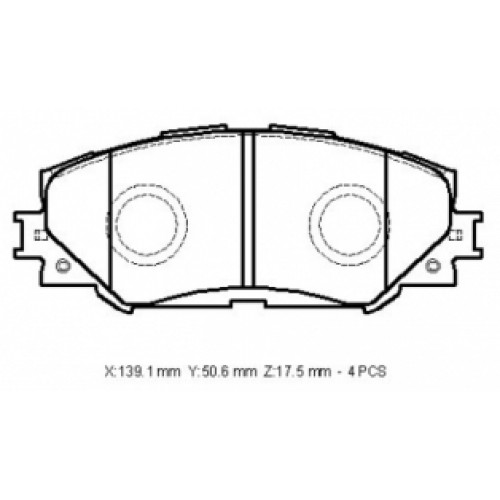 TOYOTA AURIS- 07/10; ÖN FREN BALATASI BENZİNLİ TİP (DİSK)(139,1X50,6X17,5) (DAIWA)