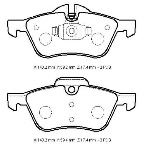 MINI COOPER- 02/07; ÖN FREN BALATASI (KABLOSUZ)(DİSK) (140,2X59,2X17,4/140,2X59,4X17,4) (BRAMAX)