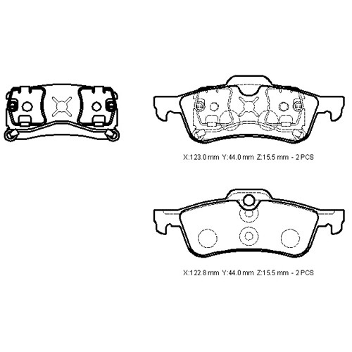 MINI COOPER- 02/05; ARKA FREN BALATASI (KABLOSUZ)(DİSK) (123X43,6X15,5/122,8X43,5X15,5) (BRAMAX)