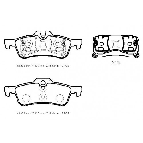 MINI COOPER- 05/07; ARKA FREN BALATASI (KABLOSUZ)(DİSK)(123X43,8X15,5/123X44,3X15,5) (BRAMAX)