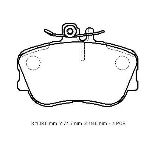 MERCEDES C CLASS- W202- 93/99; ÖN FREN BALATASI (KABLOSUZ) (DİSK)(108X74,7X19,5)(FMK)